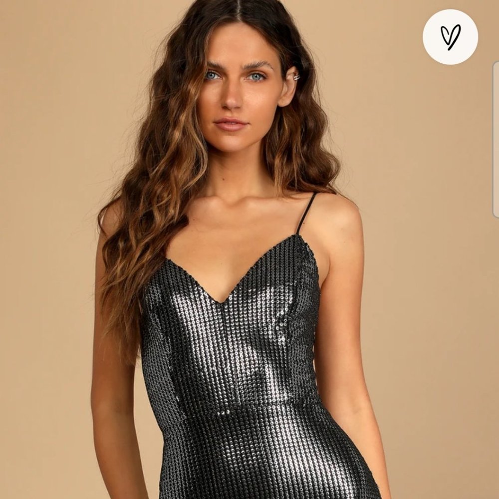 Main Attraction Silver Sequin Lace-Up Bodycon Mini Dress